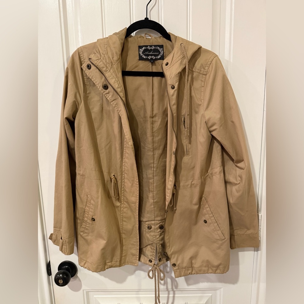 Ambiance Khaki Hooded Drawstring Anorak